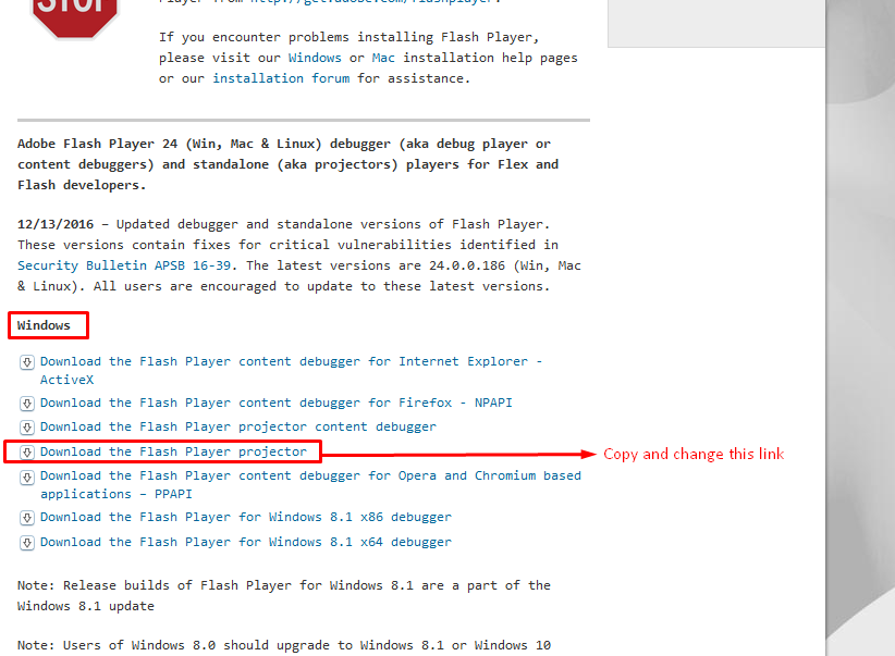 options for flash player for 64 bit mac